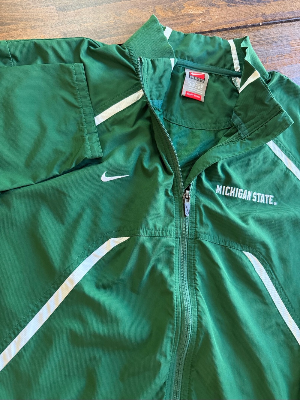 VTG Nike Team Michigan State Spartans  MSU Windbreaker Jacket Green Mens Small